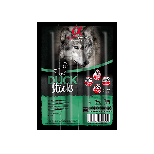 ალფა სპირიტი სნექი ძაღლებისთვის Duck Ristra 4X10 გრ