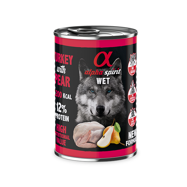 ალფა სპირიტი კონსერვი ძაღლებისთვის Turkey&Pear 400 გრ